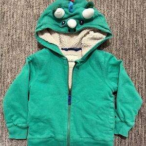 Mini Boden Teal Dinosaur Hoodie for Kids